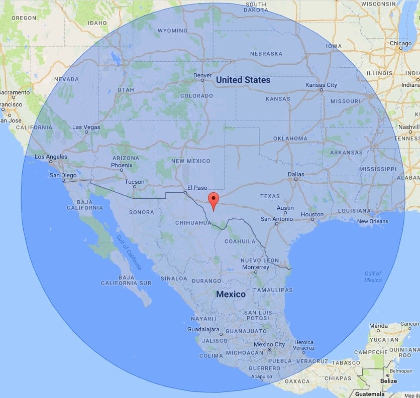 Private Flights to Marfa Range Map