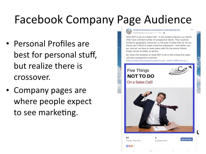 aviation digital marketing strategies - long-term strategy -building your Facebook Company Page Audience or Facebook Group