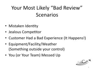 Aviation Reputation Management - Most likely bad review scenarios