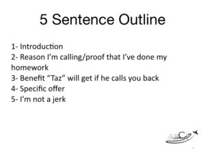 5 sentence voice mail outline for aviation sales pros